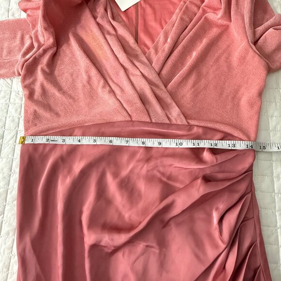 NWOT, Vintage Pink Draped Long-Sleeve Midi Dress By Spoken, L - Picture 11 of 12